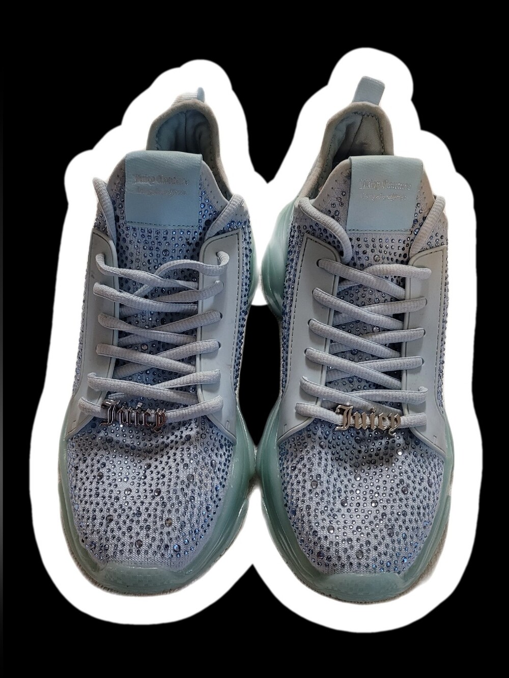Juicy Couture Embellished Lace-Up Sneakers - Light Blue